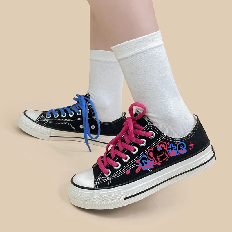 Amy and Michael 2024 Autumn New Low Top Canvas Sneakers Lovely Girls Students Flat Casual Skateboard Shoes Woman Vulcanize Shoes