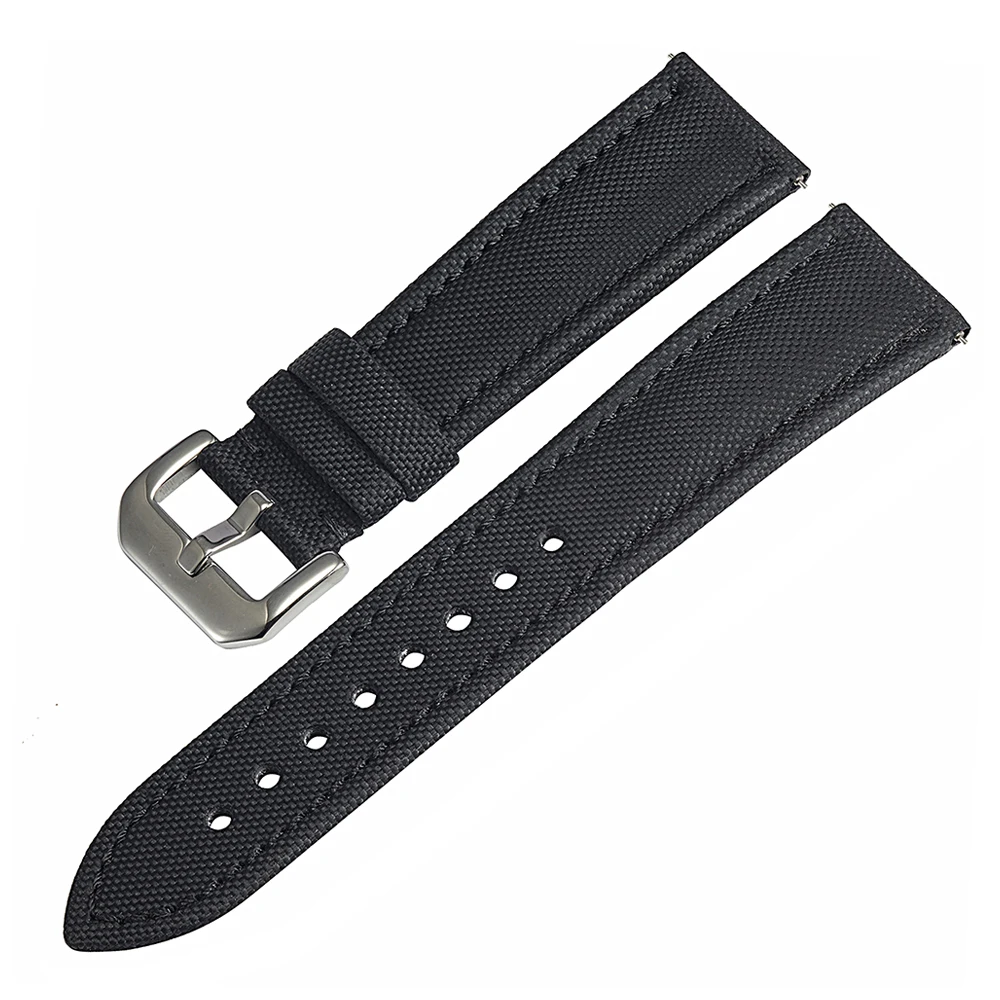 Bracelet de montre en cuir Sailcloth pour homme, bracelet de montre en nylon noir, bracelet étanche, luxe, 20mm, 22mm, 23mm