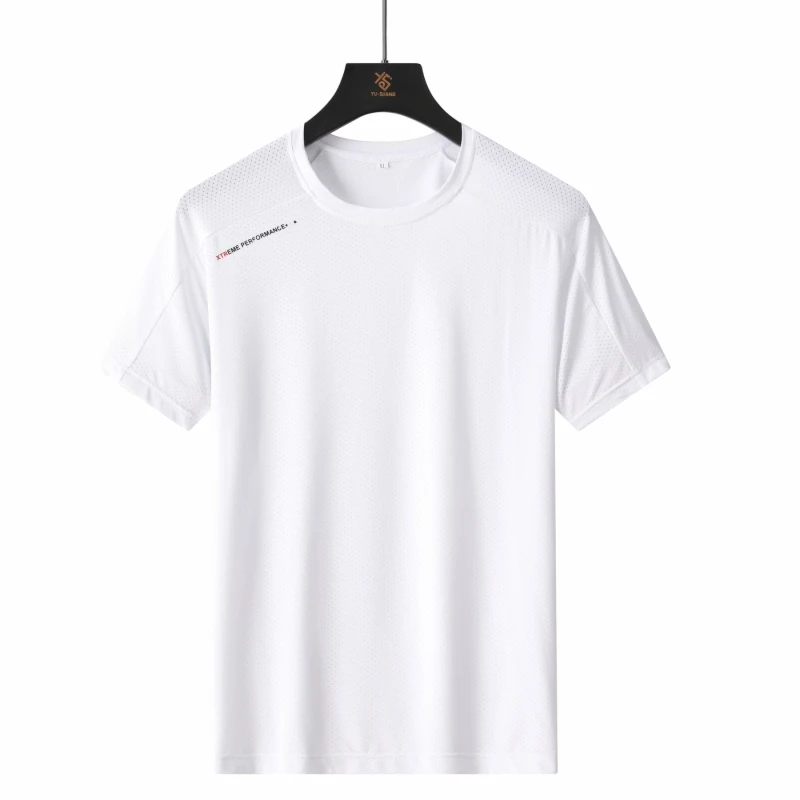 Quick Dry Sport White T Shirt Men\'S 2023 Short Sleeves Summer Casual Cotton OverSize 6XL 7XL 8XL Top Tees GYM Tshirt Clothes