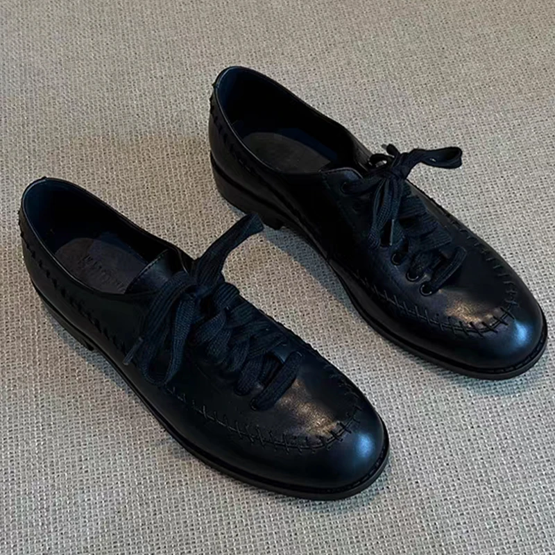 

Женские лоферы, модные туфли на шнуровке, дизайнерские осенние кожаные туфли, новинка 2025, повседневное платье, офисная обувь Chaussure Femme