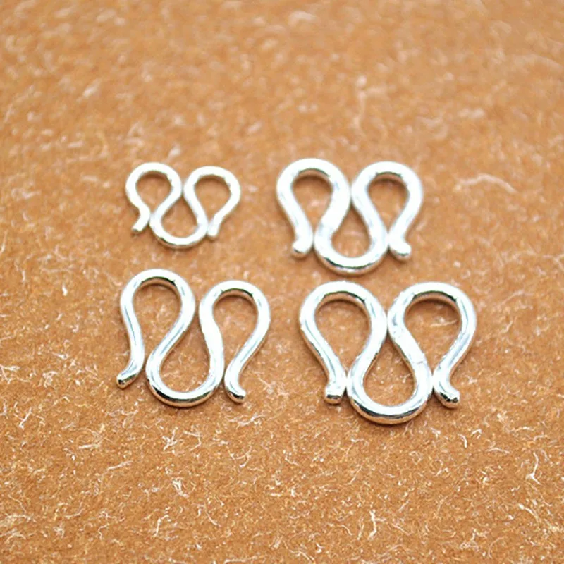 1 Piece Solid 925 Sterling Silver M Shape Clasp Hook Open Buckle Both Side for Necklace Bracelet DIY Accessories Supplies Making