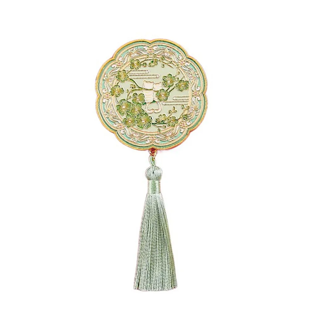 Exquisite Handheld Chinese-style Pocket Mirror Emboss Flower Pattern Cosmetic Mirror Portable Metal Makeup Mirror Makeup