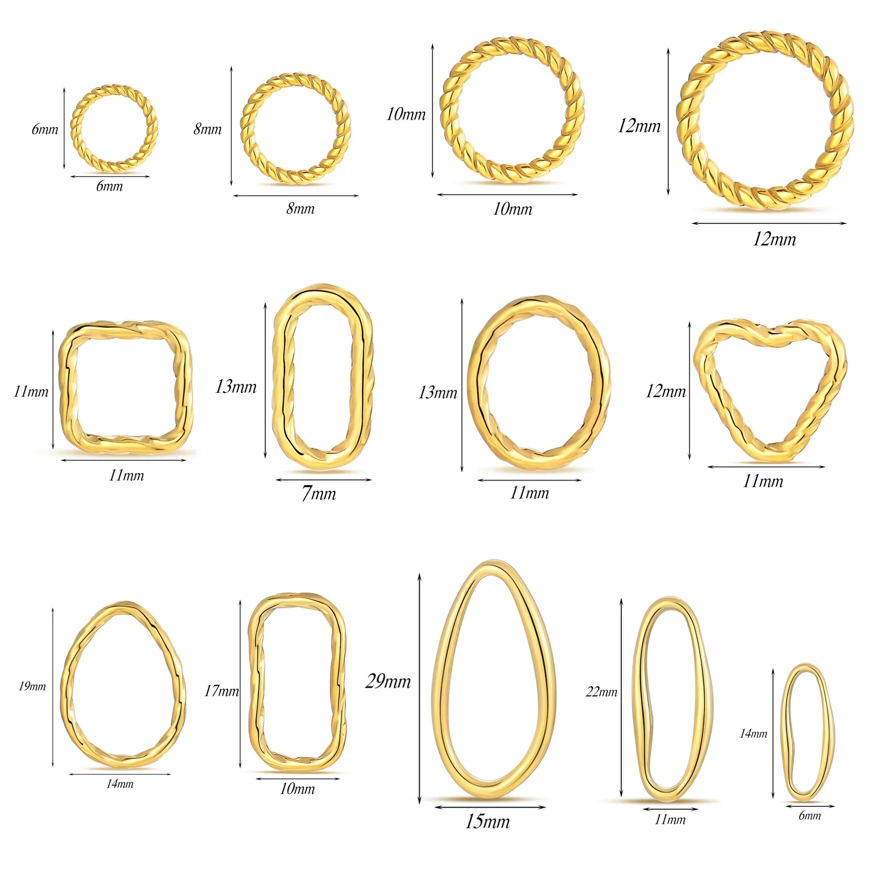 20pcs Stainless Steel Geometric Connector Round Oval Heart Bezel Charm Earrings Making Supplies Parts for Diy Jewelry Findings