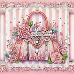 DIY Bag and flowers 5D Special Shape Diamond Art Kits for Beginners,Diamond Art Painting Kits for Home Wall Decoration Gift