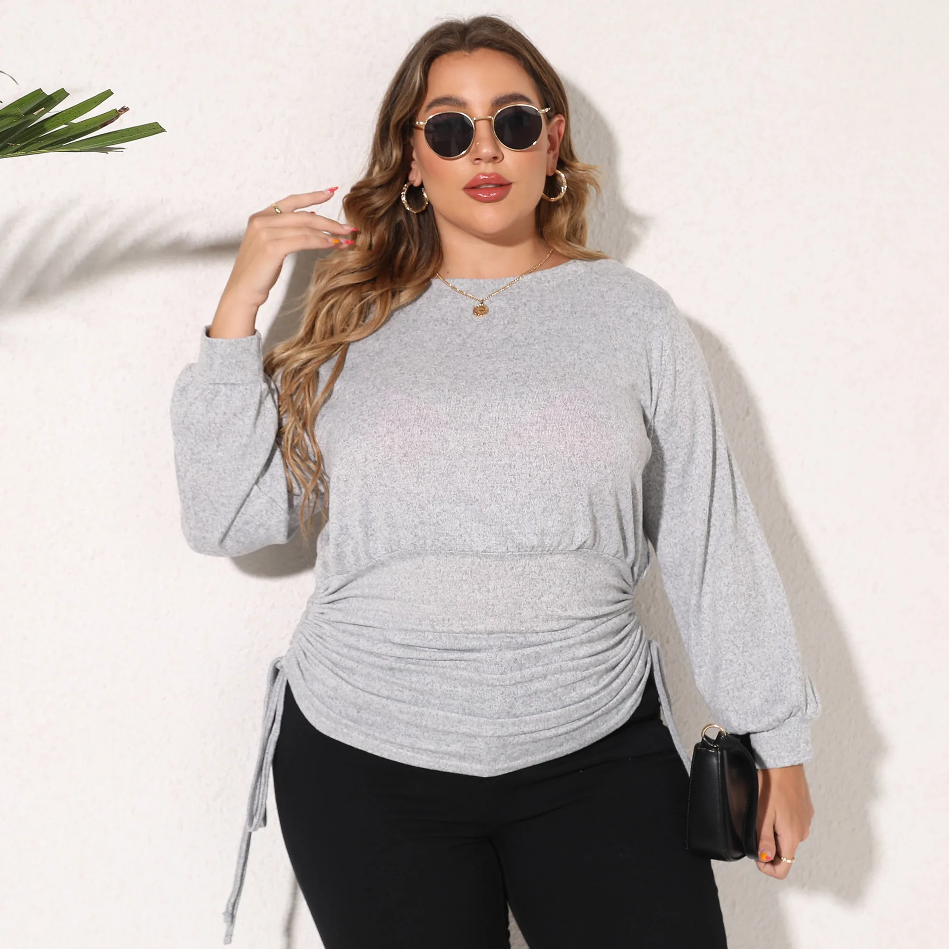 

Autumn Clothes Women Tshirt Tops 2022 Plus Size Adjusted Waist Casual Long Sleeve Sweatshirt