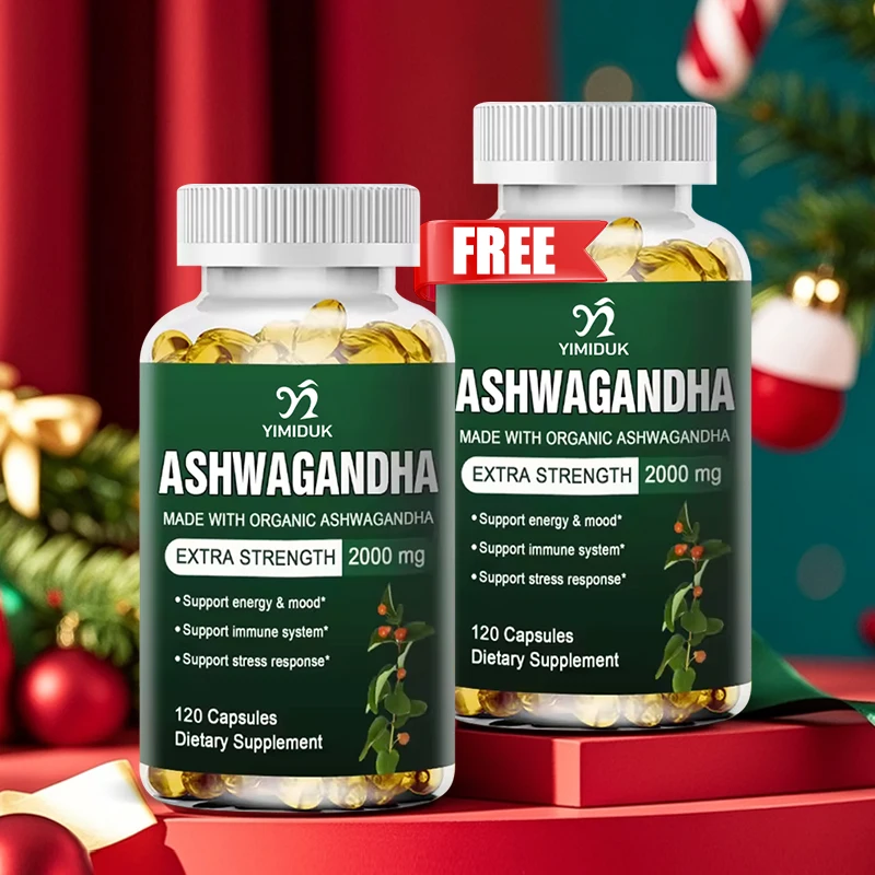 

Natural Ashwagandha Capsules, for Mood Calm, T-Level, Balancesugar, Adrenal, Stress Relief and Energy