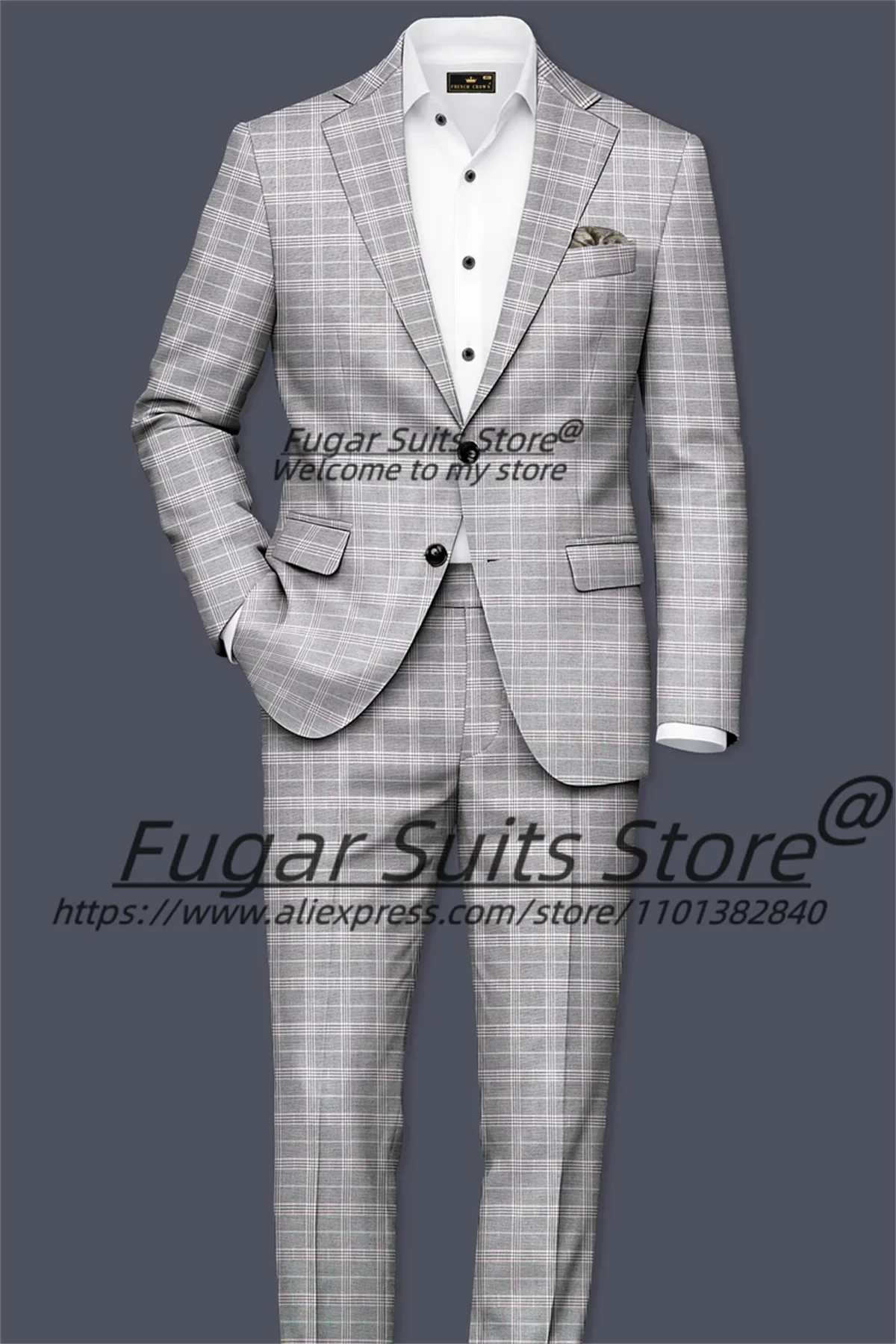 الأعمال رمادي منقوشة الرجال الدعاوى مخصصة سليم صالح محززة التلبيب العريس الزفاف البدلات الرسمية 2 قطعة مجموعات الذكور بليزرات الحفلات Ropa Hombre