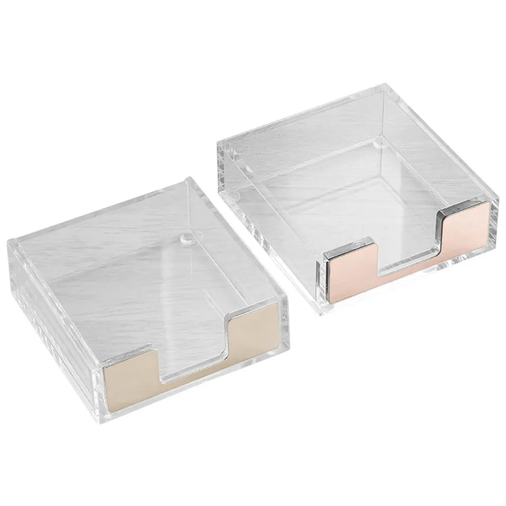 2Pcs Memo Pad Holder Acrylic Clear Desk Organizer Notepad Stationery Paper Clip Holder Office Supplies Home Office Accessories