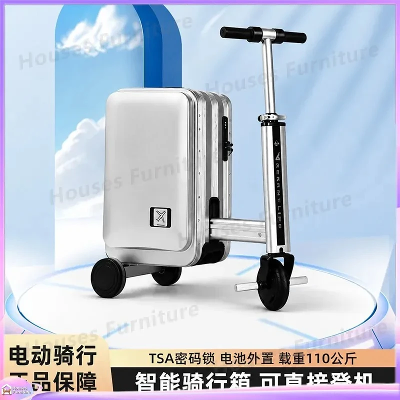 For 20 Inch Suitcase Smart Rideable Luggage Retractable Scooter Suitcase Carry On Boarding Case with Seat USB
