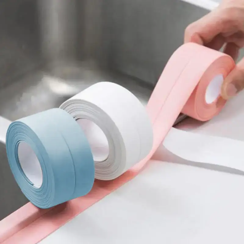 

PVC Sealing Strip Tape for Bathroom Bath Toilet Kitchen Caulk Tape 2 Roll Self Adhesive Waterproof Wall Sticker Mold Proof Tapes