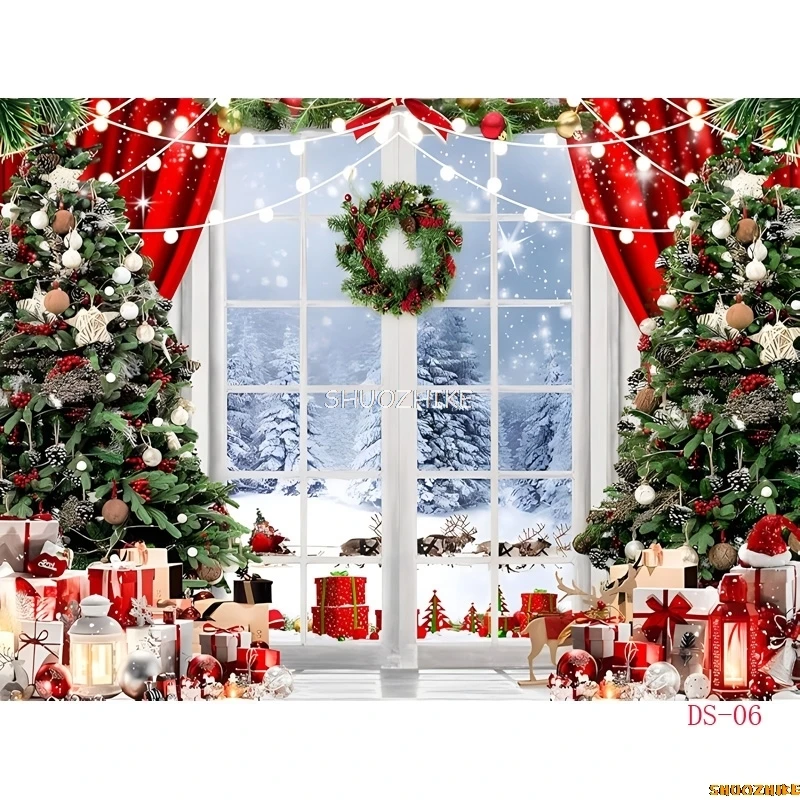 크리스마스 날 화환 눈사람 사진 배경 소품, 가족 크리스마스 이브 파티 장식, 거실 새해 배경 DS-06