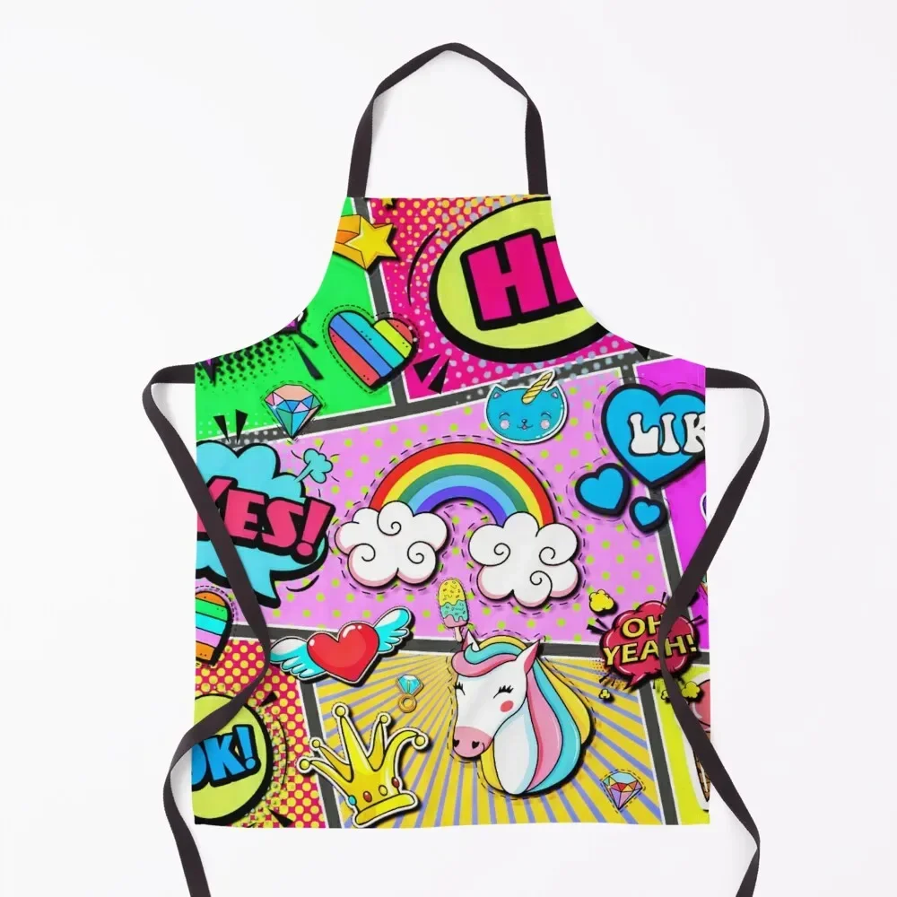 

Colorful Girly Comic Book Pop Art Apron christmas kitchen cloths Home and kitchen products barber men Apron