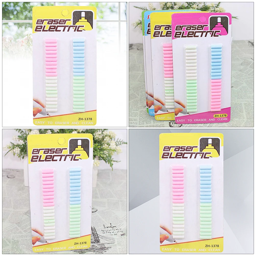 

160pcs Electric Eraser Refills Soft Touch Small Size Universal Rubber Core Replacement School Office Supplies R om Color