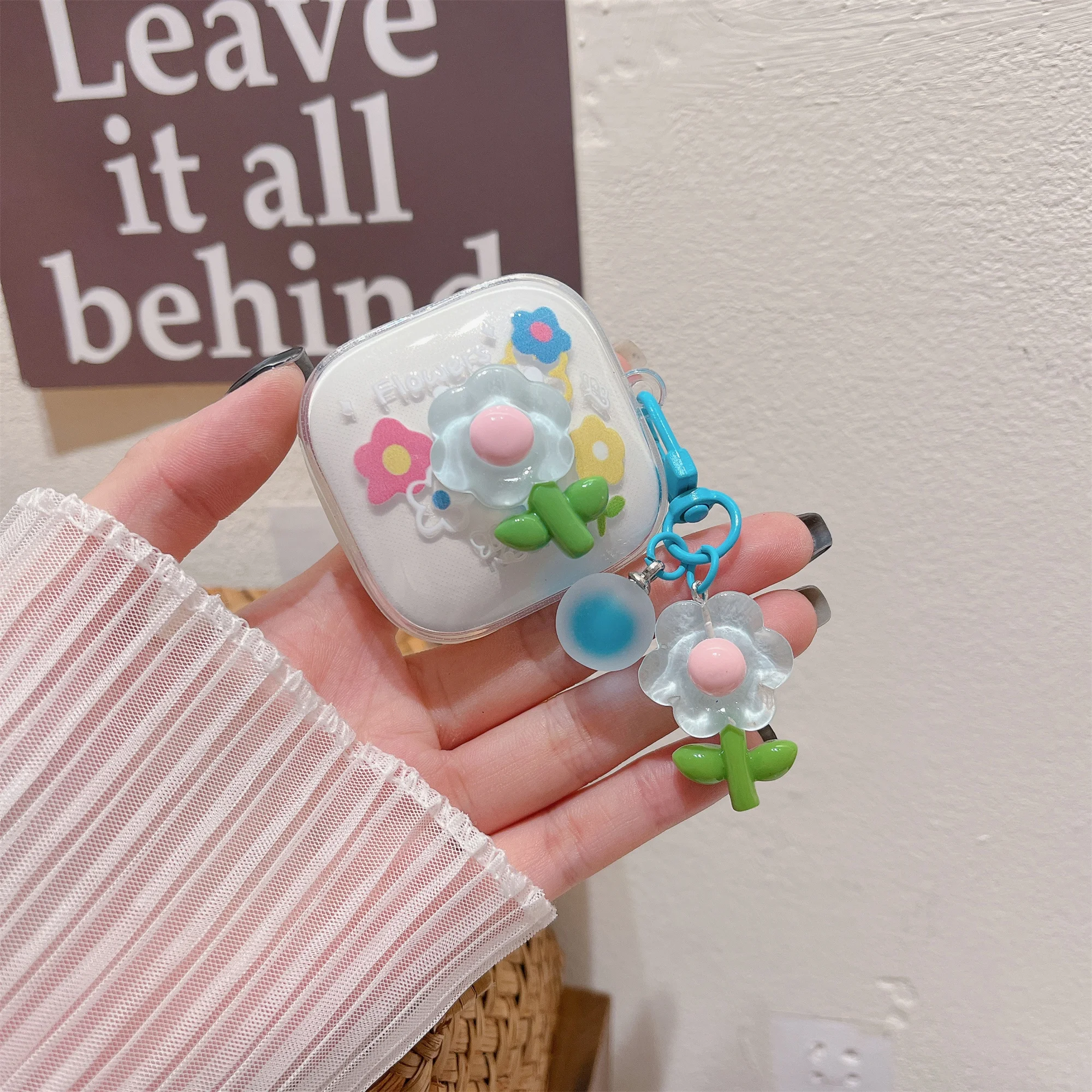Cartoon Transparent Case For Redmi Buds6 Active Soft Shell Cute Flowers With Pendant Xiaomi Air 4 SE Earphone Shockproof Cover - view 2
