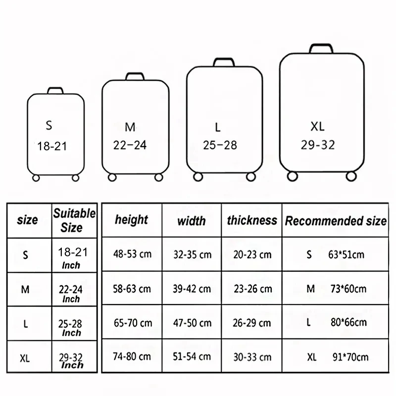 Thick Elastic World Map Luggage Protective Cover Zipper Suit for 18-32 Inch Bag Suitcase Covers Trolley Cover Travel Accessories