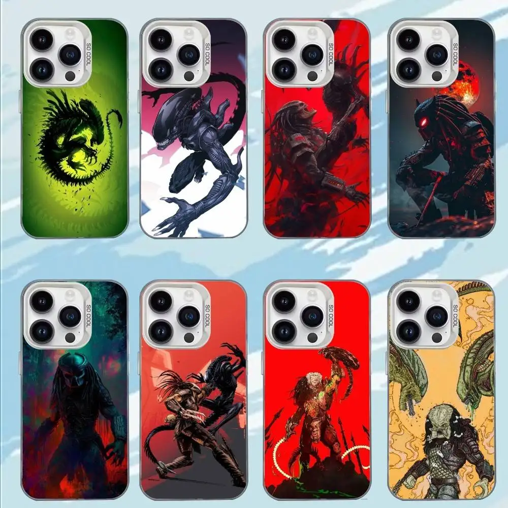 

Xenomorph VS The Predator Phone Case For iPhone 17,16,15,14,13,12,11,Mini,Pro,E,MAX White Matte Shockproof Cover
