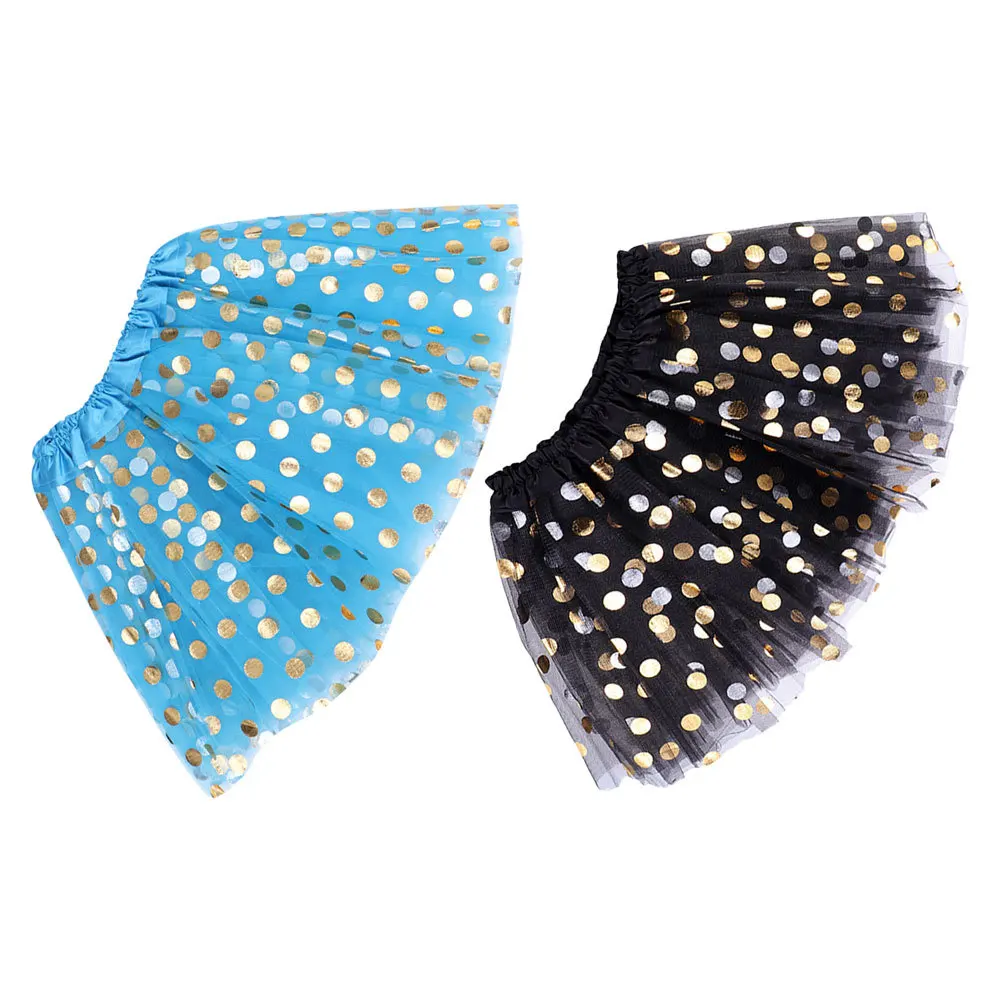 

2pcs Glitter Mesh Tutu For Girls Bright Layered Dance Skirt Party Costume Tulle Skirt For Toddlers Children Clothing