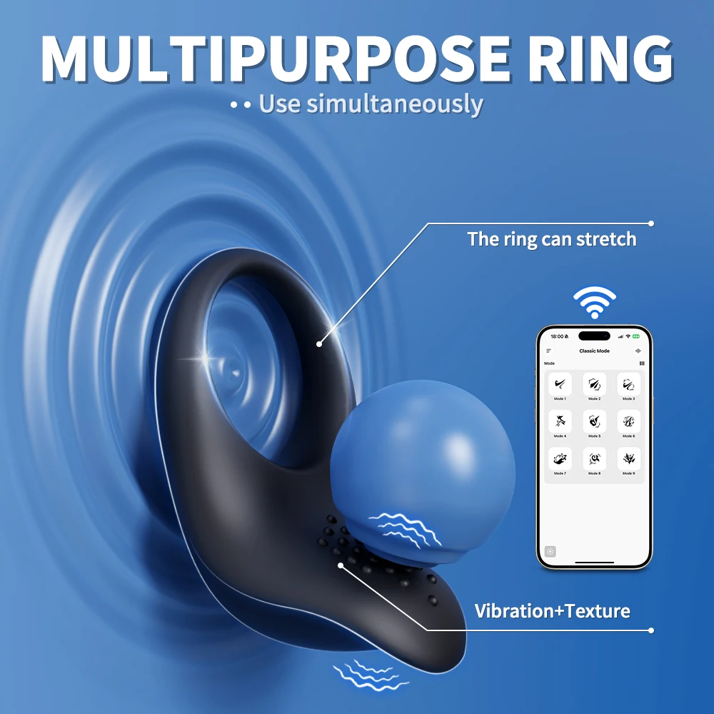 APP Control Vibrator Cock Ring for Men Delay Ejaculation Penis Ring Sex Toys Lock Penisring Cockring Adult Male Sex Supplies 18+ image 3
