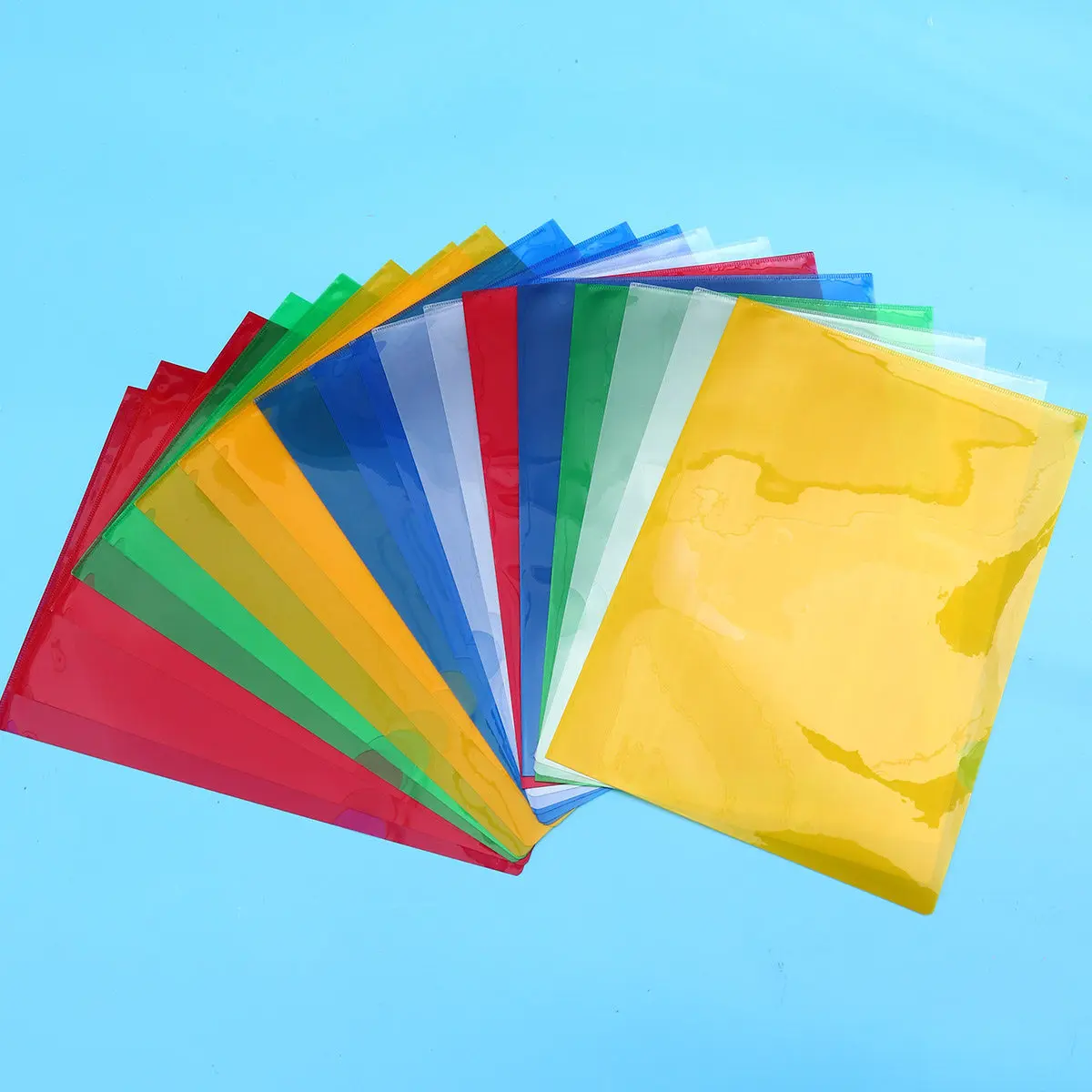 

20Pcs Transparent L File Folder Document Expanding Wallet Easy Open Close Semi Circular Design Office School Home Organization