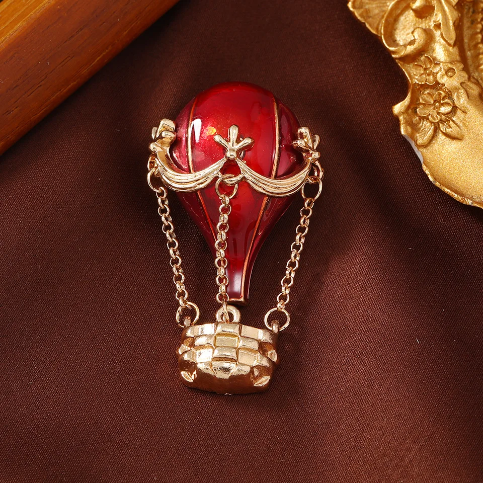 cute hot air balloon brooch simple retro suit jacket accessories pins gifts