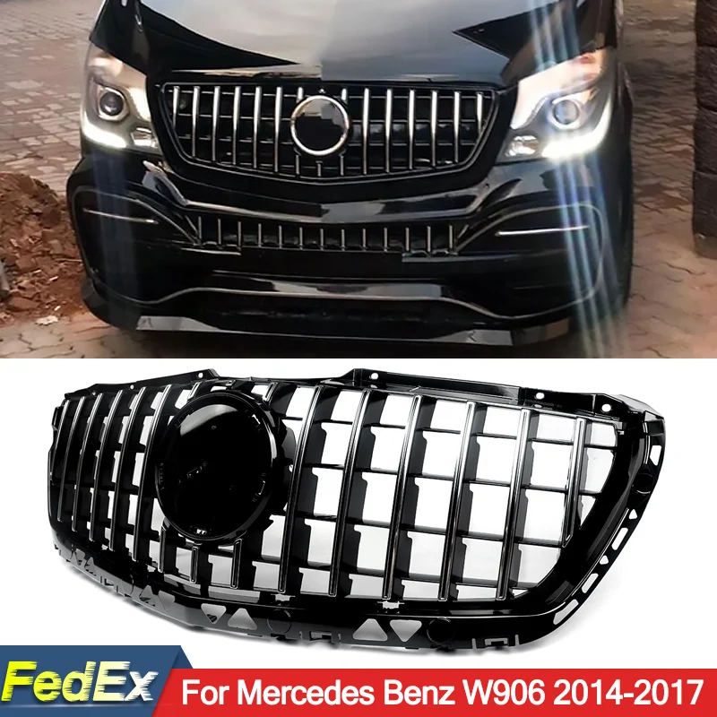 

Grills For 2014-2017 Mercedes-Benz W906 Sprinter 2500 3500 GT Style Chrome with Black Front Grille Without Camera Hole Magickit