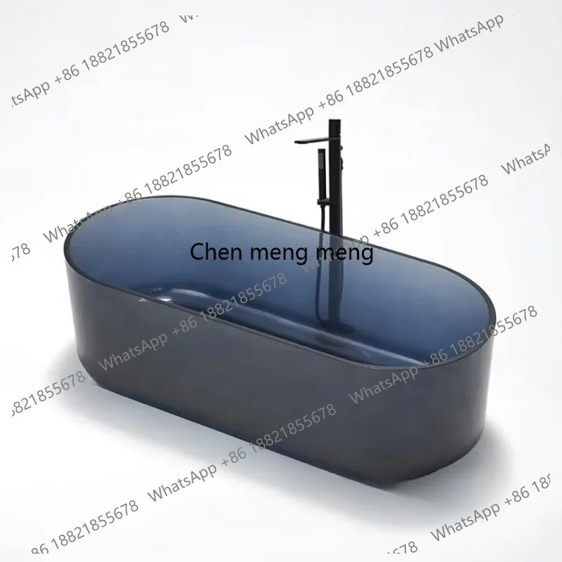 

Roewe 1700mm Acrylic Transparent Bathtub Oval Freestanding Crystal Resin Bath Tubs Clear, Hotel Bathroom Soaking Hot