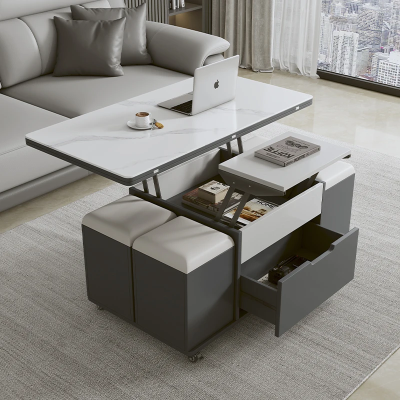 

Rock Slab Lifting Coffee Table Multi-functional Household Folding Tea Table Light Luxury Mobili Per Il Soggiorno Furnitures