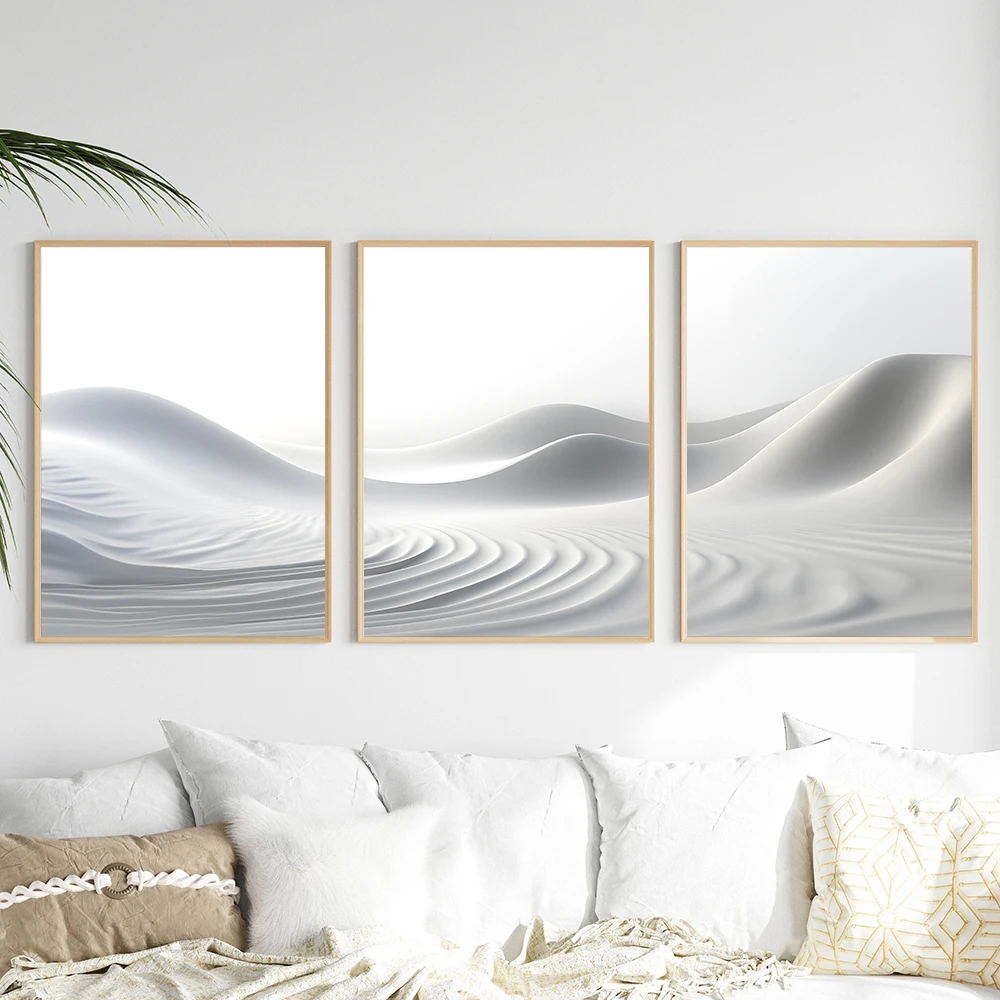 Monochrome Sand Dune Curve Swirl Abstract Poster Modern Minimalist Art Print Canvas Painting Wall Picture Living Room Home Decor