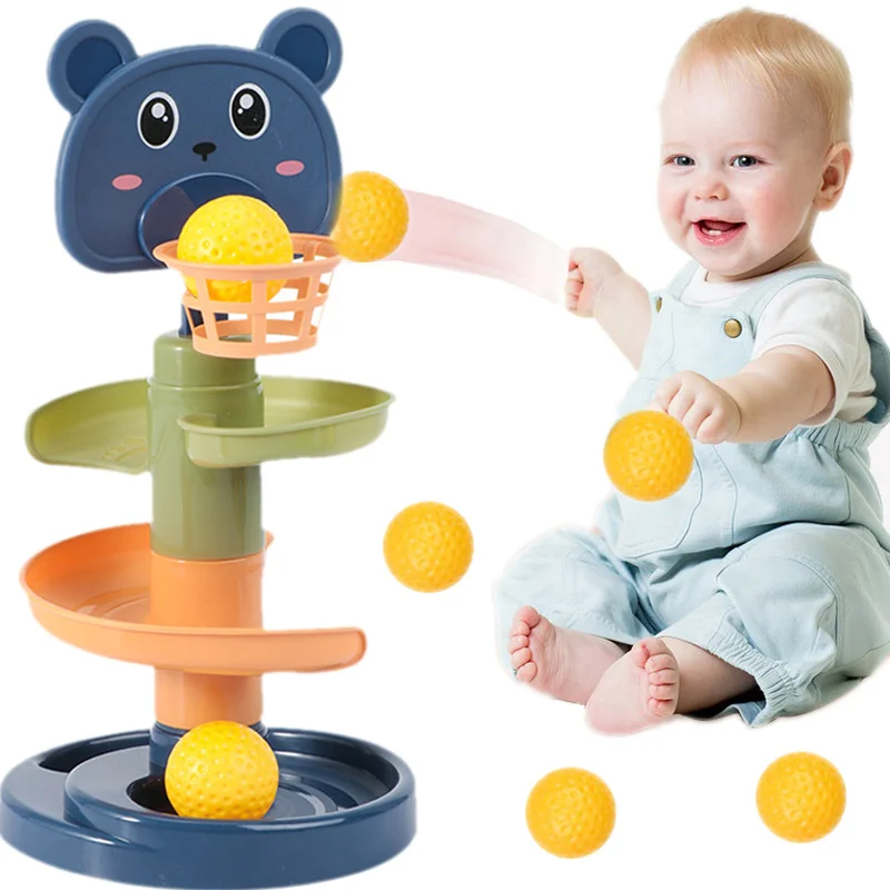 Baby Activity Toys Rolling Ball Pile Tower Rotating Track Ball Tower Early Education Educational Toys Children Stacking Toy Gift