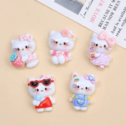 10 Pcs New Mini Kawaii Cartoon Animal Bow Knot Cats Series Resin Scrapbook Diy Jewelry Children Gift Hairpin Accessories A17