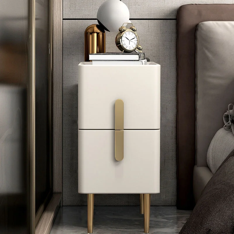 

Nordic Bedroom Bedside Table Modern Mini Narrow Rock Surface Nightstand 2 Drawers Wooden Bedroom Tables Muebles De Dormitorio