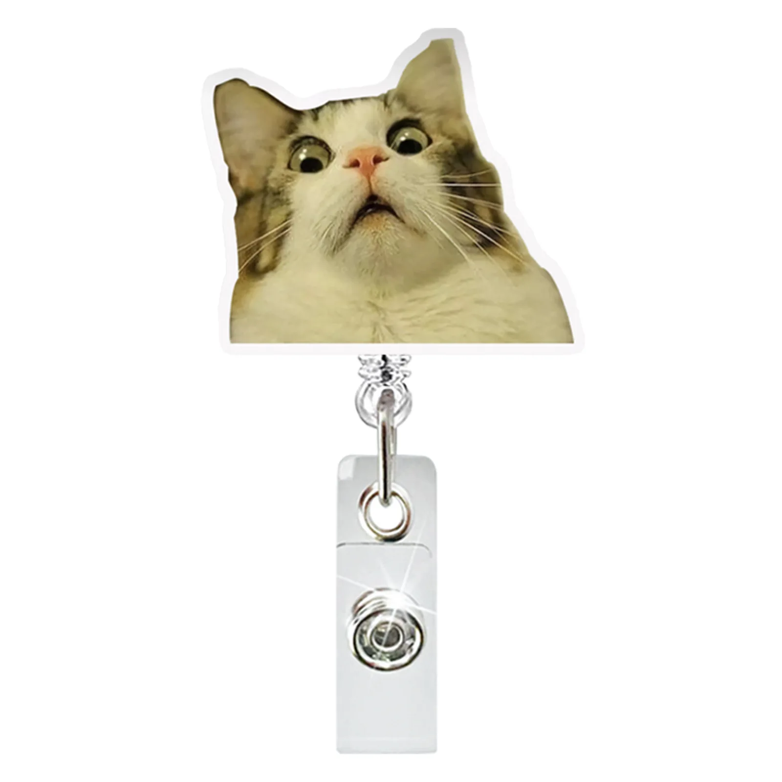 Funny Cat Expression Retractable Badge Holder Reel