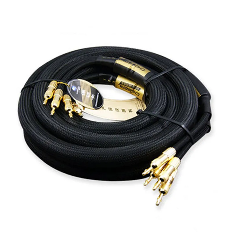 LA-5101 6N OCC Audiophile HIFI Speaker Cable 24K gold-plated banana plug Speaker Cable Top class cable 2.5m