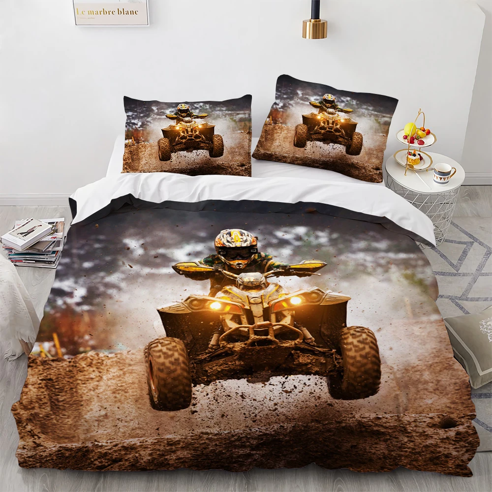 Motocross Gaming Bedding Set,Cross-country Motorcycle Duvet Cover King Size For Teen Boys, Motorcycle Racing Car Comforter Cove - view 5