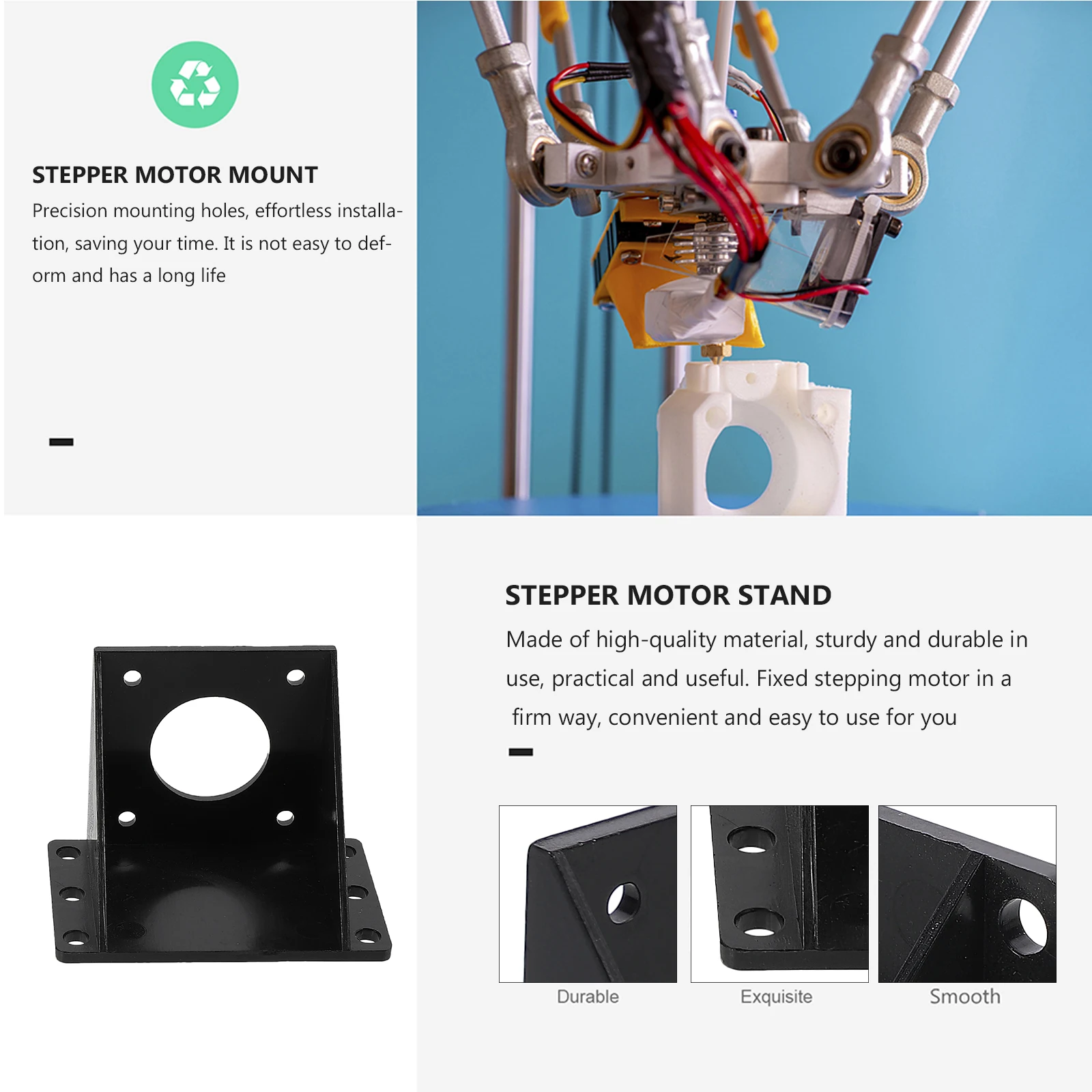 

4pcs Stepper Motor Bracket for 3D Printer Black Plastic High Precision Slot Compatible 42 Motors Mount Holder St