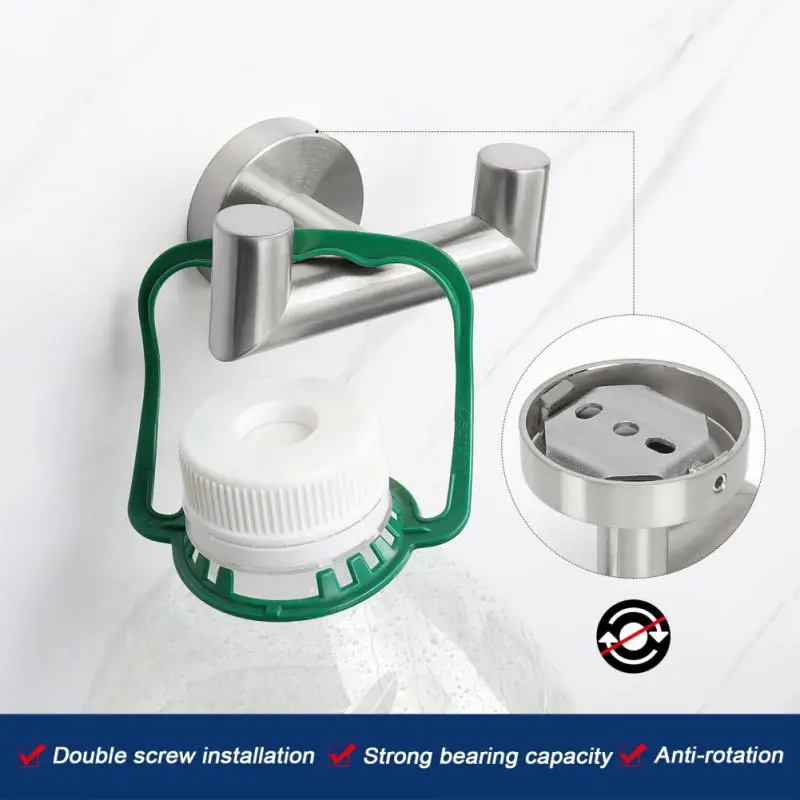 Multifunctionele Haken Dubbele Handdoek Badhanddoek Rack Ronde Badkamer Wc Keuken 304 Rvs Jas Opslag Houder Organizer