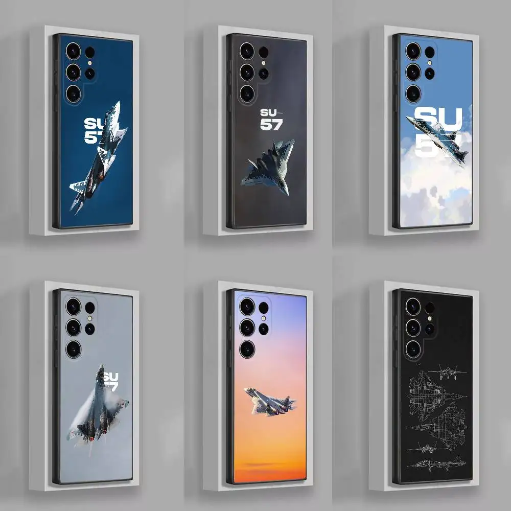 

Fighter Plane S-SU-57 Raptor Phone Case For Samsung S25,S24,S21,S22,S23,S30,Ultra,S20,Plus,Fe,Lite,5G Black Cover
