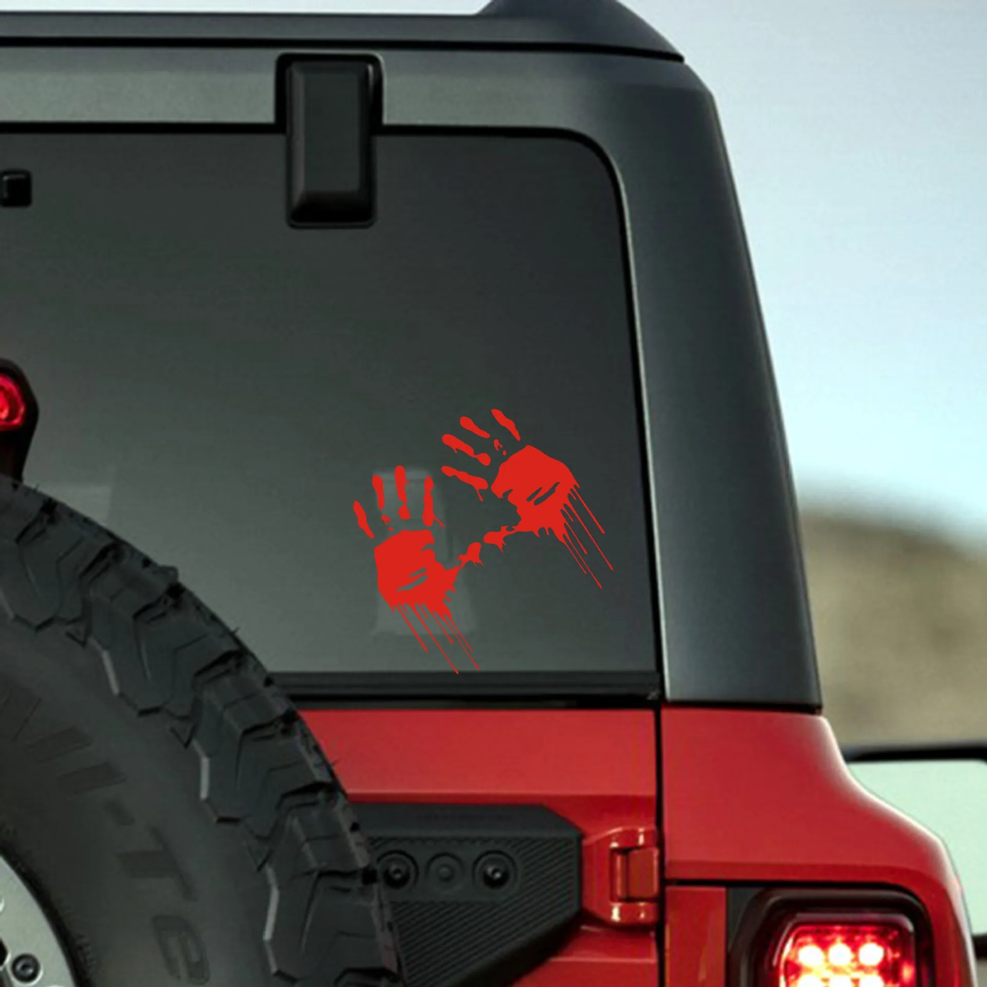 Halloween Horror Blood Handprint Waterproof Car Sticker Halloween Car Decoration Bloodstain Car Decal for SUV Vehicle Motorcycle