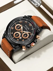 2024 Men's Hot Selling Leather Strap Casual Watch Men's Full Calendar Stainless Steel Watch Men's Waterproof Business Watch