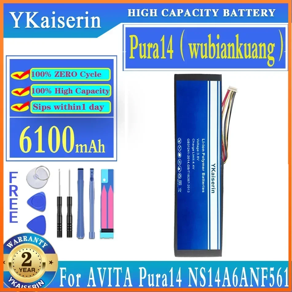 

YKaiserin 6100mAh Replacement Battery pura 14 For AVITA Pura14 NS14A6ANF561 CN6613-2S3P Laptop Batteries