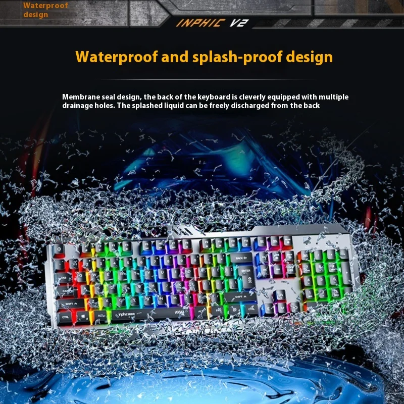 

Inphic K2 Keyboard And Mouse Set Cable Computer Game Esports Usb Mute Game Office Multi-Scene Universal Touch Sensitive