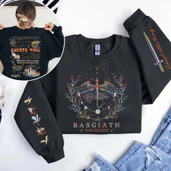 Fourth Wing Dark Academy Merch Sweatshirt Basgiath War College Sweater Dragon Rider Long Sleeve Fleece Sweatshirt Y2K Streetwear
