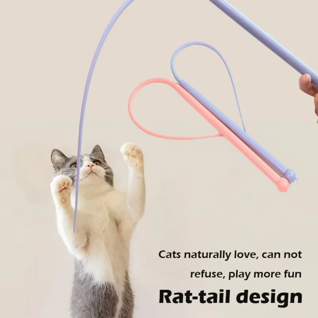 

Cat Stick Toy Simulated Mouse Tail Cat Teaser Stick Cat Wand Refill Artificial Mouse Stick Interactive Toys For Kitten Hunting