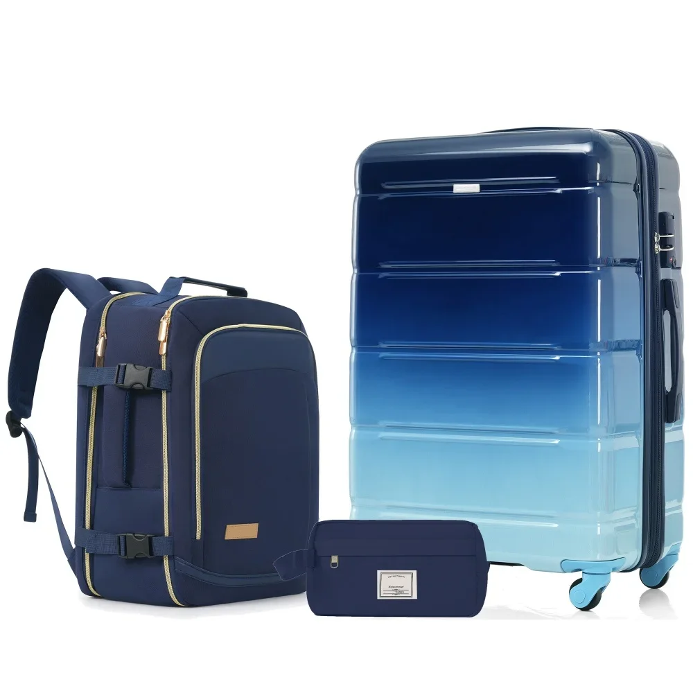 3-Piece Luggage Set  - Checked Suitcase with TSA Lock Travel Duffel Bag Wet-Dry Toiletry Bag