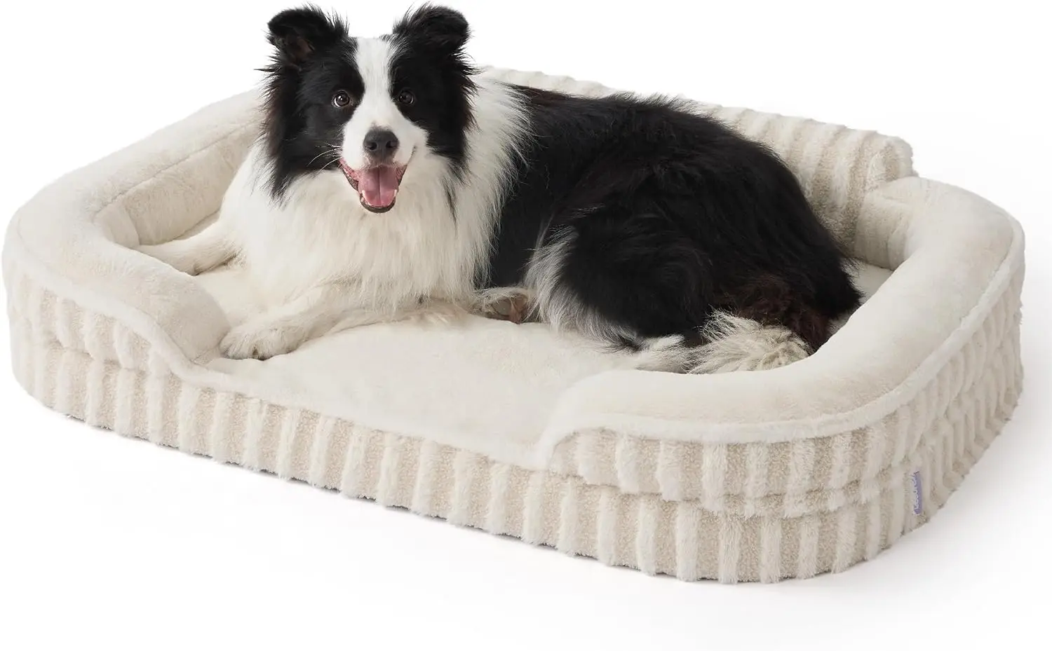 Extra Large Orthopedic Dog Bed with Waterproof Cover, Non-Slip Egg-Crate Foam Sofa for Big Dogs, Washable Beige
