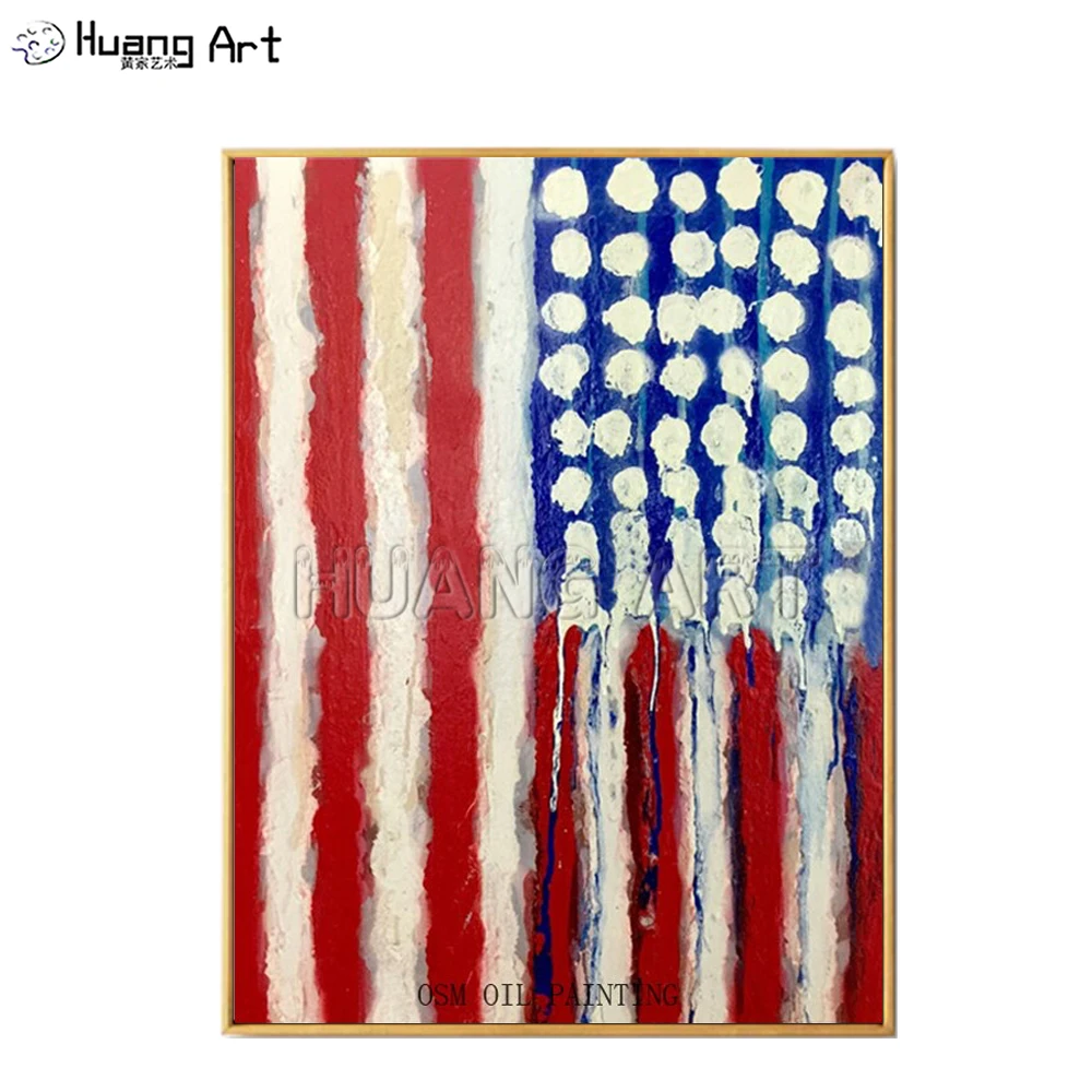 Free Shipping Good Quality USA FLAG Oil Painting for Wall Decoration Abstract America Flag Oil Painting for Home Decor Painting