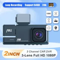 Night vision 3 Channel Car DVR HD 1080P 3-Lens Inside Vehicle Dash CamThree Way Camera DVRs Recorder Video Dashcam Camcorder