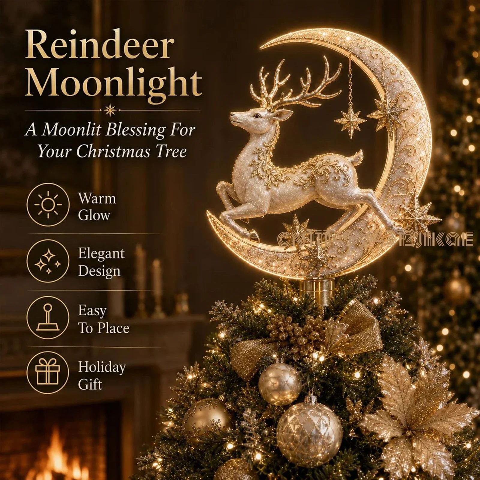 Lighted Memorial Christmas Tree Topper Collection, Angel,Cardinal & Reindeer Designs with Warm Glow and Crystal-Inspired Accents