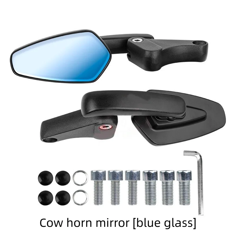 For PCX160 Vintage Bull Horn Side Mirror Anti-glare HD Lens Eliminate Blind Spot Multi-angle Adjustable Scooter Riding Parts