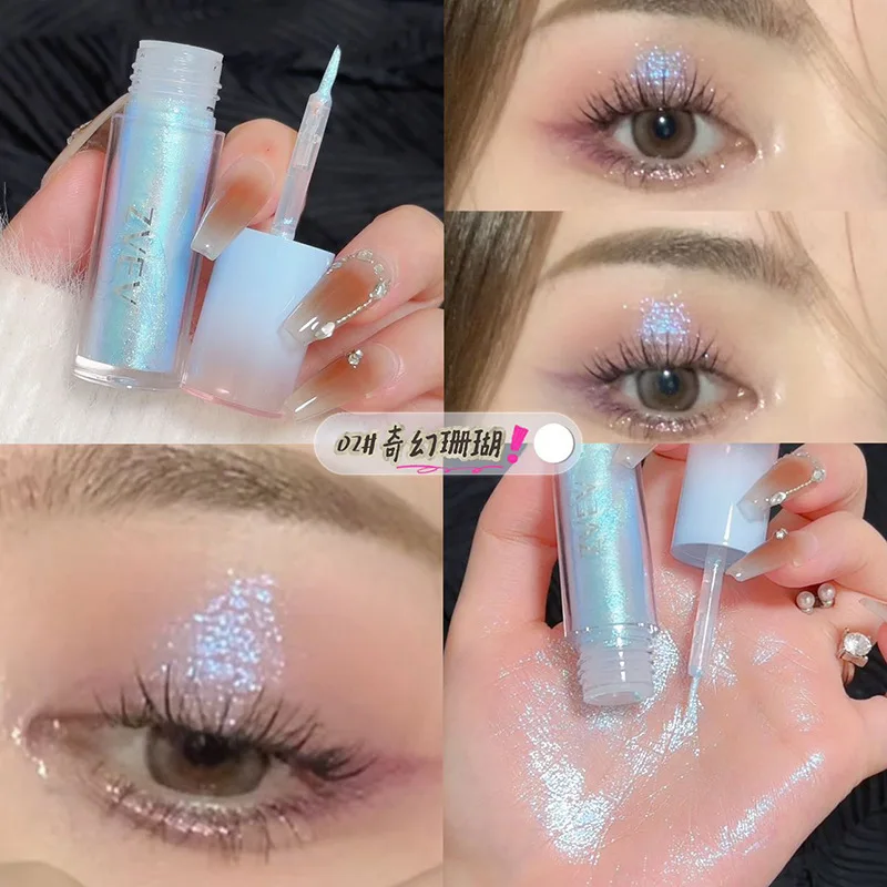 Sombra de ojos líquida con purpurina, perla brillante, purpurina líquida, brillo brillante, maquillaje de ojos